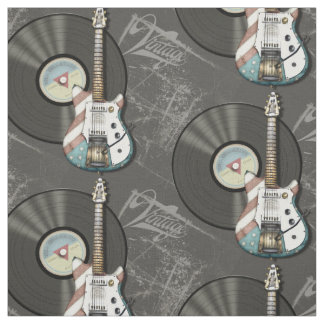 Retro Flagge-Gitarren-und Vinylaufzeichnung Stoff