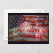 Retro-Flagge und Feuerwerkskörper Postkarte (Vorne/Hinten)