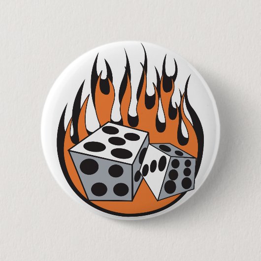 Retro-Flaming-Würfel-Design Button (Vorderseite)