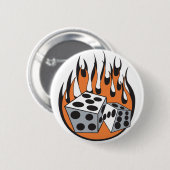 Retro-Flaming-Würfel-Design Button (Vorne & Hinten)