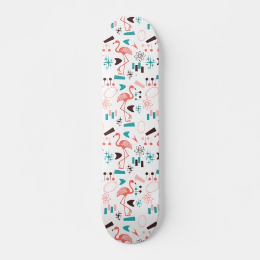 Retro Flamingo aus den 50er Jahren Skateboard (Vorne)