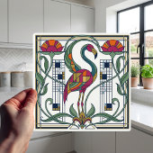 Retro-Flamingo-Blumen-Geometrisches Muster Fliese