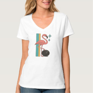 Retro-Flamingo-Bowling Midcentury-Kunst T-Shirt