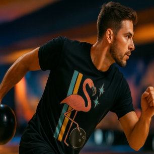 Retro Flamingo Bowling Midjahrhundert Kunst T-Shirt
