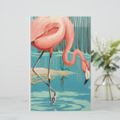 Retro-Flamingo Briefpapier (Stehend Vorderseite)