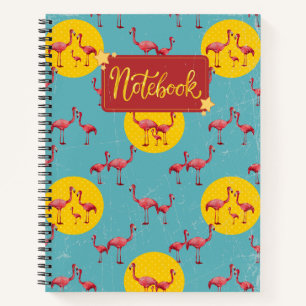 Retro Flamingo Familie Notebook Spaß und lebendig Notizblock