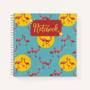 Retro Flamingo Familie Notebook Spaß und lebendig Notizblock