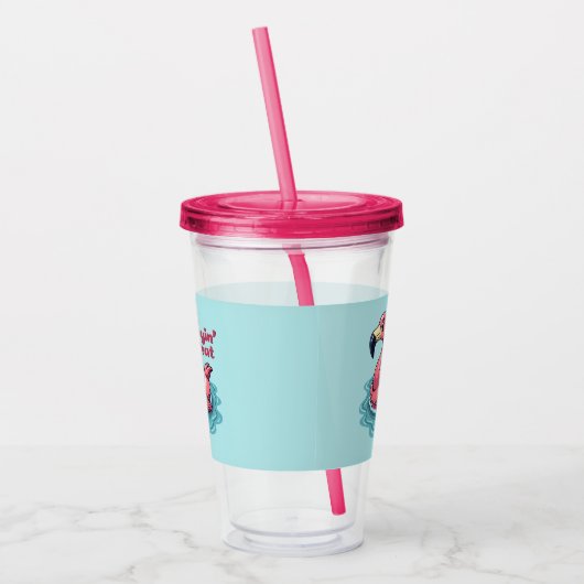 Retro Flamingo Float Funny Summer Acryltrinkbecher (Links)
