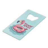 Retro Flamingo Float Funny Summer Geldbeutel Flaschenöffner (Rückseite Schrägansicht)