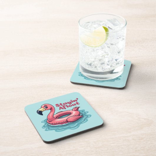 Retro Flamingo Float Funny Summer Getränkeuntersetzer (Rechte Seite)