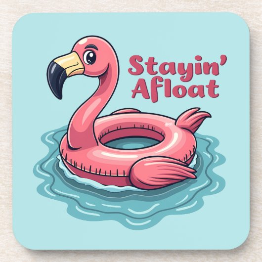 Retro Flamingo Float Funny Summer Getränkeuntersetzer (Vorderseite)
