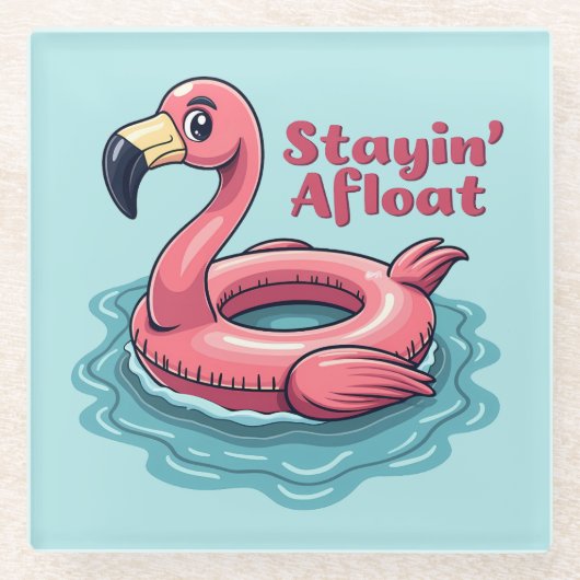 Retro Flamingo Float Funny Summer Glasuntersetzer (Vorderseite)