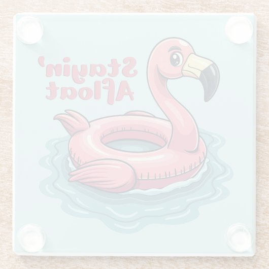 Retro Flamingo Float Funny Summer Glasuntersetzer (Rückseite)