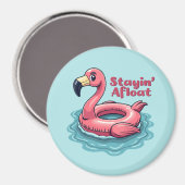 Retro Flamingo Float Funny Summer Magnet (Vorderseite/Rückseite)