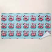 Retro Flamingo Float Funny Summer Strandtuch (Vorderseite)