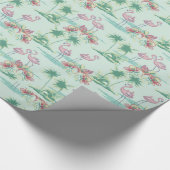 Retro Flamingo Island Wrapping Paper Geschenkpapier (Ecke)