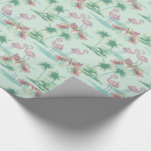 Retro Flamingo Island Wrapping Paper Geschenkpapier (Ecke)