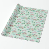 Retro Flamingo Island Wrapping Paper Geschenkpapier (Ungerollt)