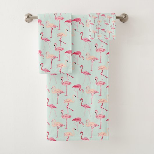 Retro Flamingo-Muster Badhandtuch Set (Insitu)
