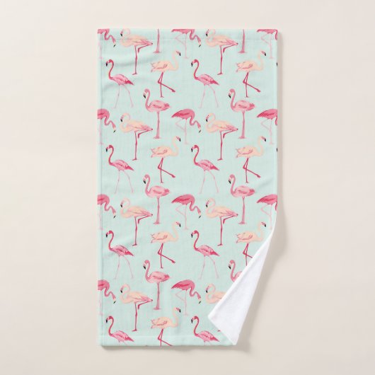 Retro Flamingo-Muster Badhandtuch Set (Handtuch)