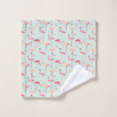 Retro Flamingo-Muster Badhandtuch Set (Waschlappen)