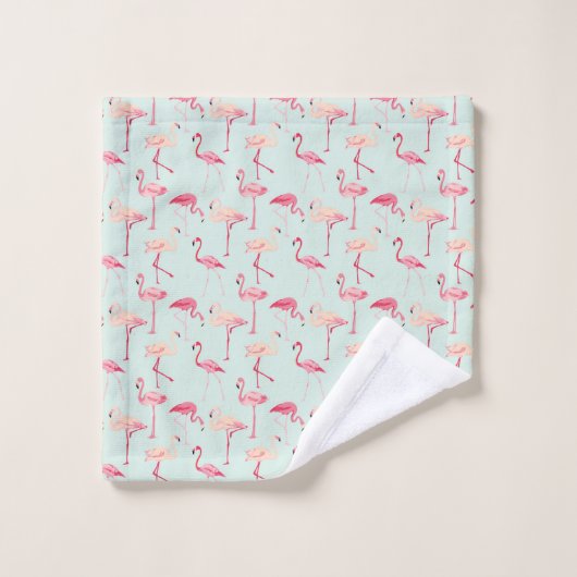 Retro Flamingo-Muster Badhandtuch Set (Waschlappen)