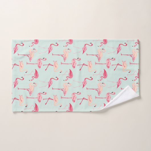 Retro Flamingo-Muster Badhandtuch Set (Handtuch)