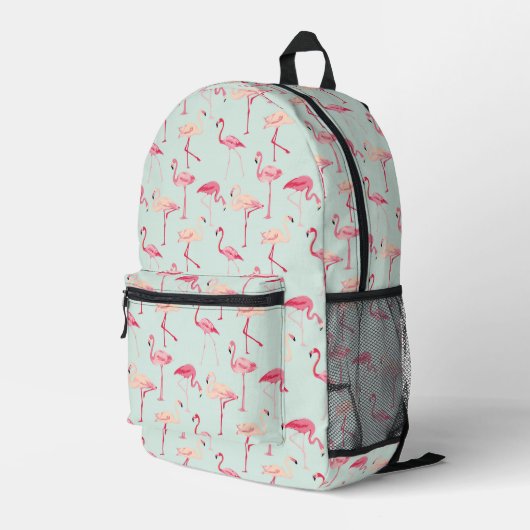 Retro Flamingo Muster Bedruckter Rucksack (Rückseitige Ecke Rechts)