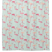Retro Flamingo-Muster Duschvorhang (Vorderseite)
