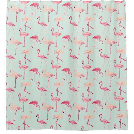 Retro Flamingo-Muster Duschvorhang (Vorderseite)