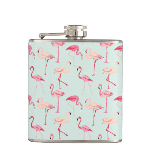 Retro Flamingo-Muster Flachmann