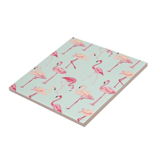Retro Flamingo-Muster Fliese (Seite)
