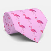Retro Flamingo-Muster, Fuchsie und Rosa Krawatte (Gerollt)