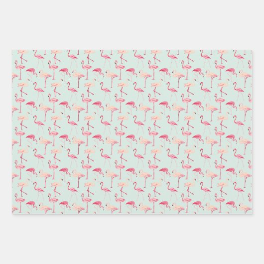 Retro Flamingo Muster Geschenkpapier Set (Vorderseite 3)