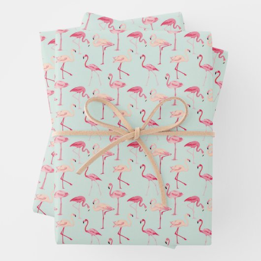 Retro Flamingo Muster Geschenkpapier Set (Beispiel)