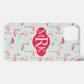 Retro Flamingo Muster | Monogramm Case-Mate iPhone Hülle (Rückseite (Horizontal))