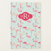 Retro Flamingo Muster | Monogramm Planer (Vorderseite)