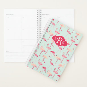 Retro Flamingo Muster   Monogramm Planer