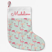 Retro Flamingo-Muster| Name hinzufügen Kleiner Weihnachtsstrumpf (Vorderseite)