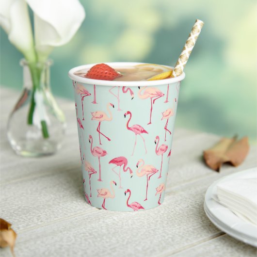 Retro Flamingo Muster Pappbecher (In Situ)