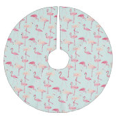 Retro Flamingo-Muster Polyester Weihnachtsbaumdecke (Vorderseite)