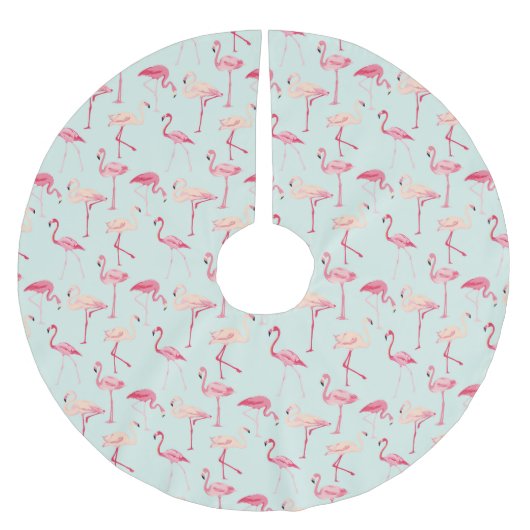 Retro Flamingo-Muster Polyester Weihnachtsbaumdecke (Vorderseite)