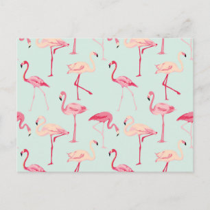 Retro Flamingo Muster Postkarte