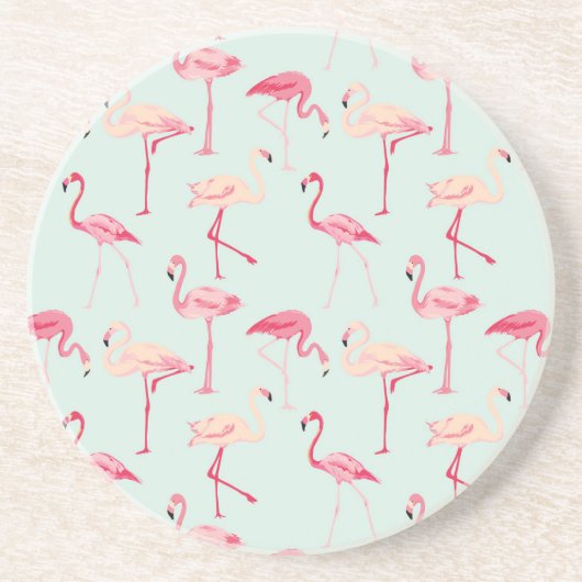 Retro Flamingo-Muster Sandstein Untersetzer (Vorne)