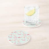 Retro Flamingo-Muster Sandstein Untersetzer (Seite)