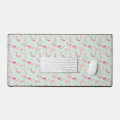 Retro Flamingo Muster Schreibtischunterlage (Tastatur & Maus)