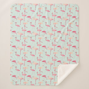 Retro Flamingo-Muster Sherpadecke