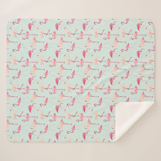 Retro Flamingo-Muster Sherpadecke (Vorderseite (Horizontal))