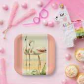 Retro Flamingo Pappteller (Party)