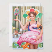 Retro Flamingo Pickleball Brautparty Foto Einladung (Rückseite)